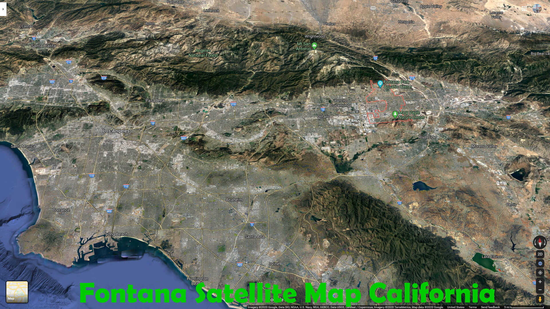 Fontana Satellite Map California